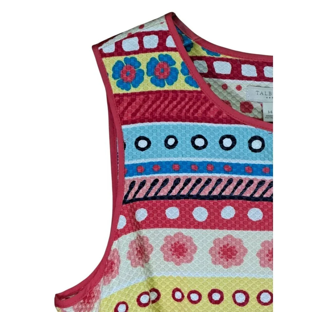 Talbots Sleeveless Textured Knit Dress Multicolor Exposed Zipper Size 14 - Picture 7 of 11